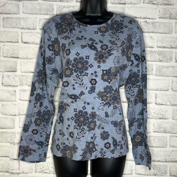 Croft & Barrow Long Sleeve Paisley Floral Shirt Size XL Boho Hippie - Picture 3 of 4